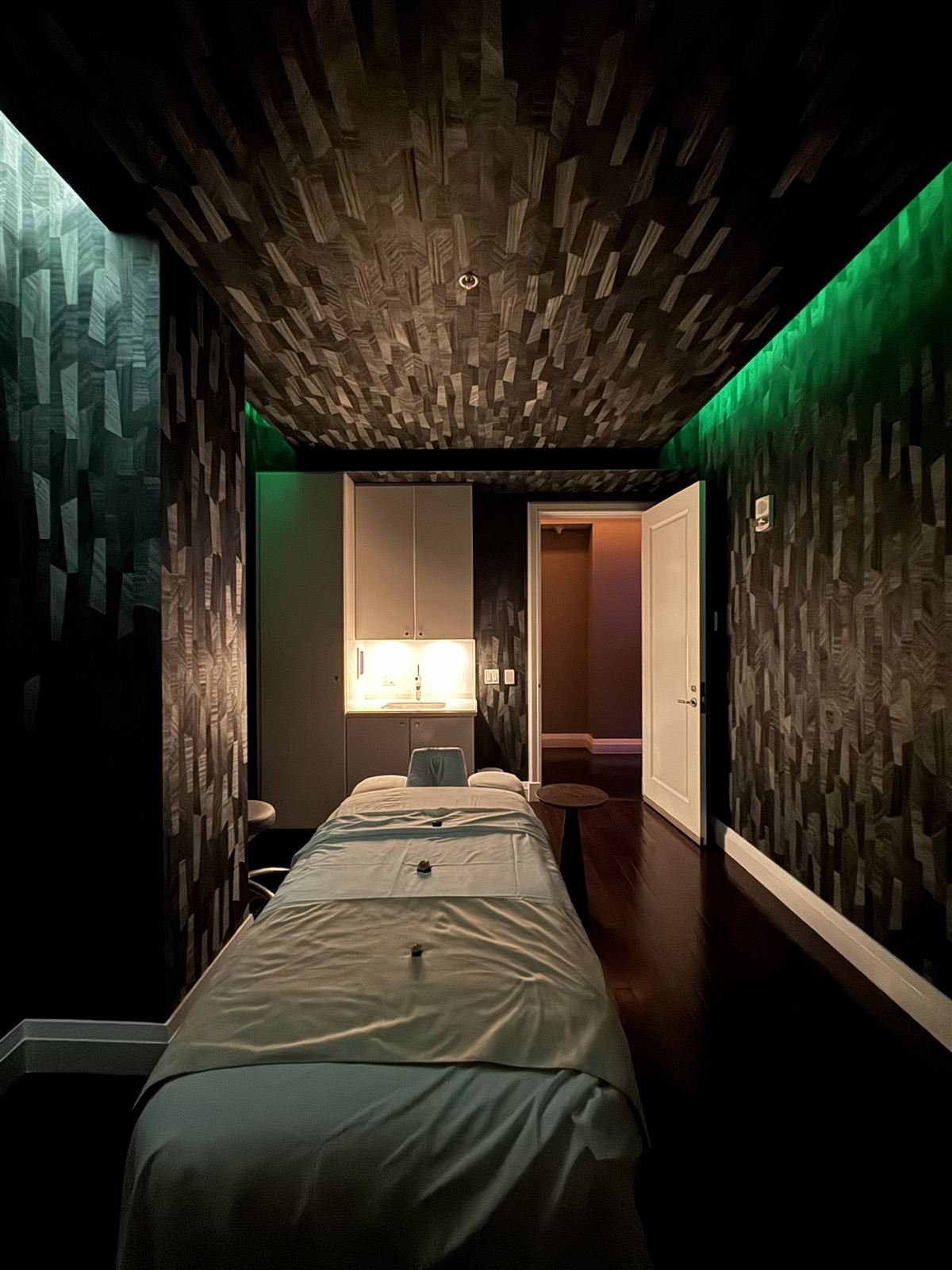 Manalapan spa treatment room — textured wallcovering